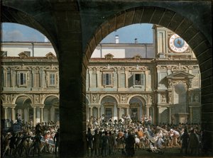 Domenico Pino spricht zur Menge auf dem Mercanti-Platz in Mailand, 21. April 1814 (Gemälde)