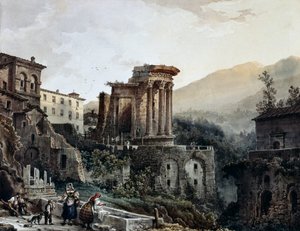 Der Tempel der Vesta in Tivoli, von Giovanni Migliara (1785-1837), Italien