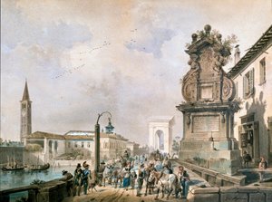 Ansicht der Trofeo-Brücke über den Naviglio Pavese, Mailand