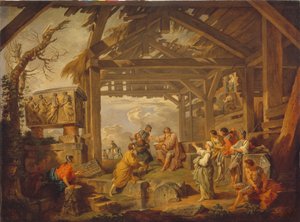 Die Kumanaische Sibylle prophezeit die Geburt Christi, 1738 von Giovanni Paolo Pannini