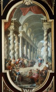 Jesus wird im Tempel gesteinigt, von Giovanni Paolo Panini, Palast von La Granja, Segovia, Spanien