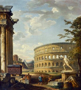 Römische Landschaft mit dem Kolosseum von Giovanni Paolo Pannini