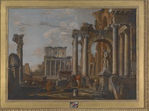 Ruinen mit dem Tempel von Antoninus und Faustina von Giovanni Paolo Pannini