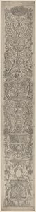 Ornamenttafel: Zwei Sphinxe, die Schilde stützen