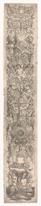 Ornamentale Tafel: Triton von einem Kind geritten