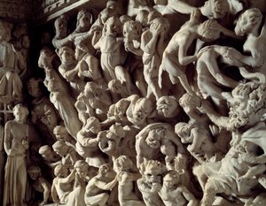 Detail der Reliefs des Stuhls: Die Verdammten (Detail) von Giovanni Pisano