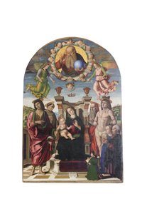Madonna und Kind auf dem Thron mit Heiligen