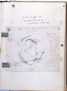 Studienbuch von Giovanni Virginio Schiaparelli (1835-1910), italienischer Astronom, der die Marskanäle beobachtete. Dieses Notizbuch ist vom 9.07.1890.