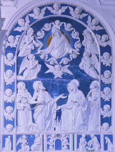 Die Madonna zwischen den Heiligen Franziskus, Dominikus und Bernhard von Giovanni della Robbia
