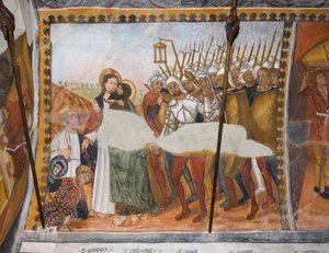 Geschichten der Passion Christi: Jesus wird von Judas mit einem Kuss verraten und gefangen genommen