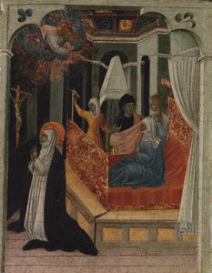 Heilige Katharina von Siena bittet Christus, ihre Mutter wiederzubeleben, ca. 1447-65