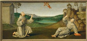 Heiliger Franz von Assisi empfängt die Stigmata von Giovanni di Pietro (c.1450 1529) (studio of)