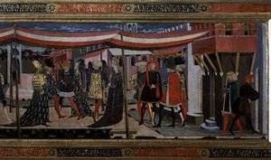 Frontal vom Adimari Cassone, Detail des rechten Abschnitts, ca. 1450 (Detail) von Giovanni di Ser Giovanni Scheggia