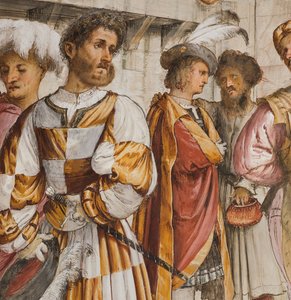 Zentrales Schiff, fünfter südlicher Spann, Christus vor Pilatus, Girolamo Romanino von Girolamo Romanino