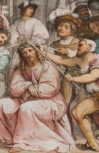 Zentrales Kirchenschiff, vierter südlicher Spann, Krönung mit Dornen, Girolamo Romanino von Girolamo Romanino