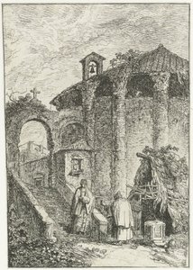 Ansicht von Häusern und antiken Ruinen am Stadtrand