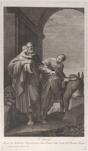 Heiliger Josef trägt das Christkind auf der Flucht nach Ägypten von Giuliano Traballesi