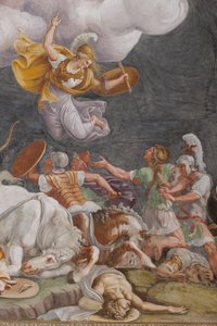 Eine Schlacht, Detail, Das Trojanische Pferd, Kammer von Troja (Sala di Troia)