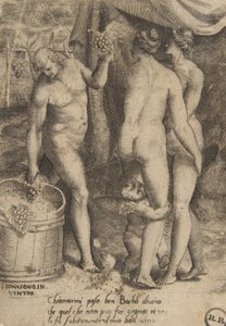 Bacchus gibt Frauen Trauben, aus 