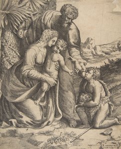 Heilige Familie mit Johannes dem Täufer, der rechts kniet, 1531-76
