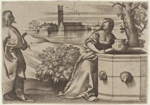 Christus und die Samariterin von Giulio Campagnola