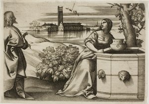 Christus und die Samariterin von Giulio Campagnola