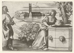 Christus im Gespräch mit der Samariterin am Brunnen von Giulio Campagnola