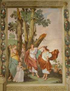 Krönung der Nymphe Amaryllis, Siegerin des Rennens von Giulio Carpioni