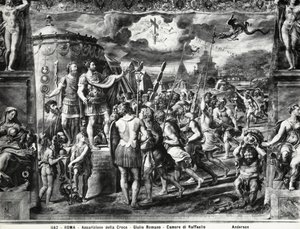 Konstantins Vision des Kreuzes, aus der Sala di Costantino, Raphael-Räume von Giulio Romano