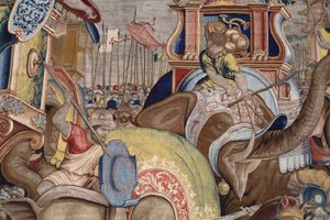 Flämischer Wandteppich. Serie Die Taten des Scipio. Die Schlacht bei Zama. Zeichner Giulio Romano. Atelier von Balthasar van Vlierden (?), Brüssel. 1523-1532. (Detail) von Giulio Romano