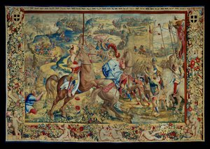 Die Geschichte von Scipio: Die Schlacht auf dem Plateau, vierter Teil des Wandteppichs von Giulio Romano
