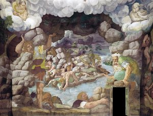 Der Fall der Giganten, Sala dei Giganti, 1536 von Giulio Romano