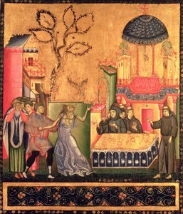 Der Altar von St. Franziskus, Detail, das das Wunder der besessenen Frau darstellt von Giunta Pisano