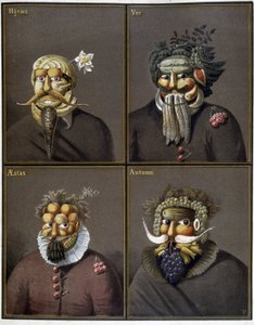 Die vier Jahreszeiten: Männer mit Gemüseköpfen im Stil von Giuseppe Arcimboldo von Giuseppe (style of) Arcimboldo