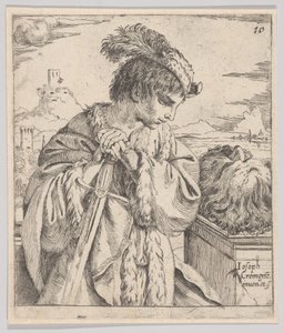 David betrachtet den Kopf von Goliath, 1620-30