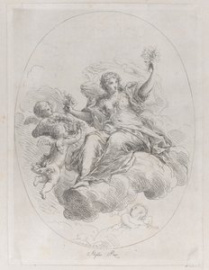 Allegorische Figur auf einer Wolke mit Putti, nach Stefano Pozzi, ca. 1745-1802 von Giuseppe Canale