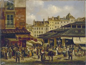 Les Halles und Rue de la Tonnellerie, ca. 1828