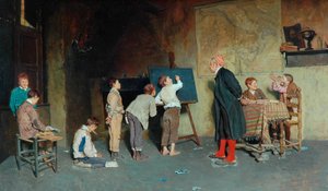 Eine italienische Dorfschule, 1888 von Giuseppe Costantini