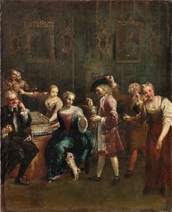 Sängerin am Spinett mit Bewunderern, 1730er Jahre von Giuseppe Maria Crespi