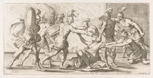 Griechen schleppen Kassandra aus dem Tempel von Giuseppe Maria Mitelli