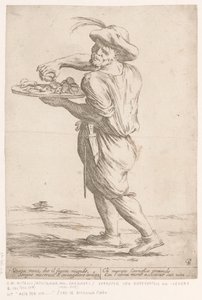 Straßenverkäufer von Hühnerköpfen und Hühnerlebern von Giuseppe Maria Mitelli