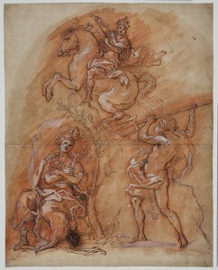 Allegorie mit einem Reiterdenkmal, Minerva und Neptun