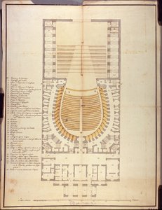 Originalzeichnung der Innenarchitektur des Teatro alla Scala
