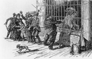 Tartarin und der Löwenkäfig, Illustration für Tartarin in den Alpen von Alphonse Daudet
