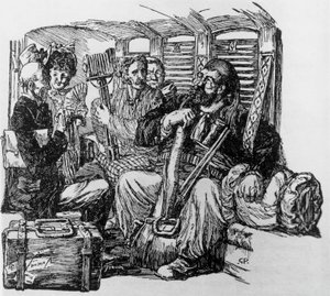 Tartarin in einer Kutsche für Tartarin auf den Alpen von Alphonse Daudet, Mailand