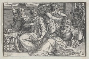 Lucretia unterrichtet ihre Töchter in der Handarbeit von Giuseppe Porta