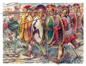Antikes Griechenland: Hopliten, schwer bewaffnete Infanterie - Antikes Griechenland: Hopliten - Illustration von Giuseppe Rava