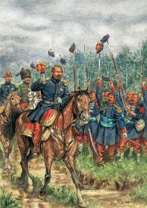 Napoleon III (1808-1873) auf einem Pferd von seiner Armee begrüßt von Giuseppe Rava