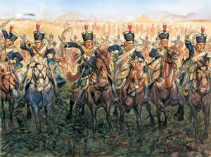 Napoleonische Kriege: englische Kavallerie im Angriff - Illustration von Giuseppe Rava von Giuseppe Rava