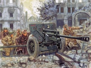 Zweiter Weltkrieg: Russische schwere Panzerabwehrkanone 76 mm (Illustration von Giuseppe Rava)